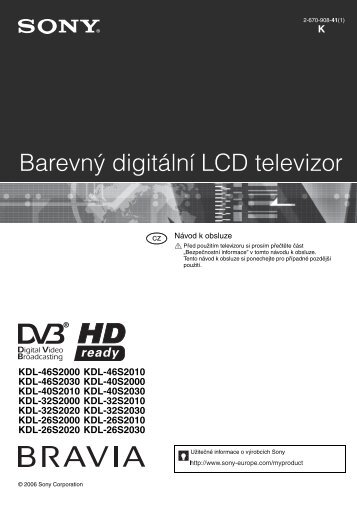 Sony KDL-32S2000 - KDL-32S2000 Istruzioni per l'uso Ceco
