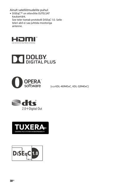 Sony KDL-40R555C - KDL-40R555C Istruzioni per l'uso Estone