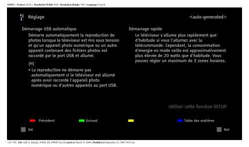 Sony KDL-40Z5800 - KDL-40Z5800 Istruzioni per l'uso Francese