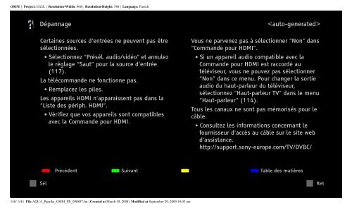 Sony KDL-40Z5800 - KDL-40Z5800 Istruzioni per l'uso Francese