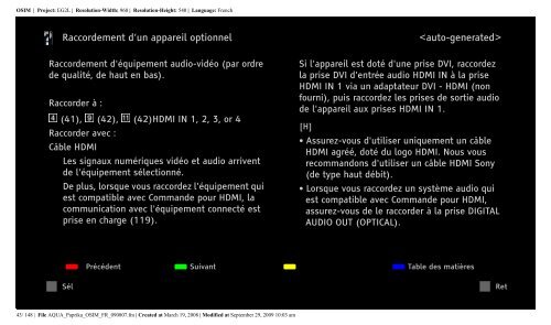 Sony KDL-40Z5800 - KDL-40Z5800 Istruzioni per l'uso Francese