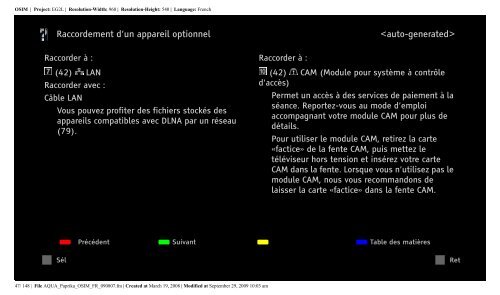 Sony KDL-40Z5800 - KDL-40Z5800 Istruzioni per l'uso Francese