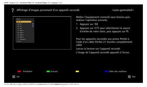 Sony KDL-40Z5800 - KDL-40Z5800 Istruzioni per l'uso Francese