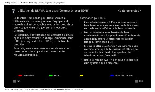 Sony KDL-40Z5800 - KDL-40Z5800 Istruzioni per l'uso Francese