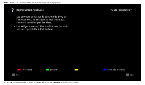 Sony KDL-40Z5800 - KDL-40Z5800 Istruzioni per l'uso Francese