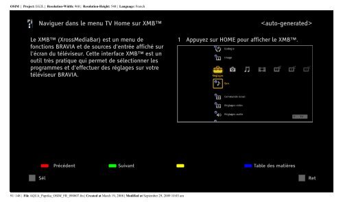 Sony KDL-40Z5800 - KDL-40Z5800 Istruzioni per l'uso Francese