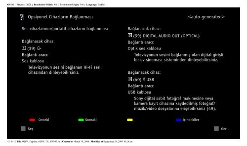 Sony KDL-40Z5800 - KDL-40Z5800 Istruzioni per l'uso Turco