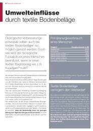 Umwelteinflüsse durch textile Bodenbeläge