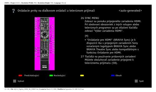 Sony KDL-40Z5800 - KDL-40Z5800 Istruzioni per l'uso Slovacco