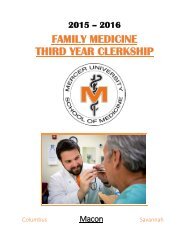 FAMILY MEDICINE THIRD YEAR CLERKSHIP