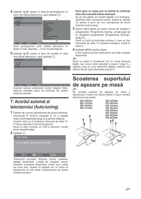 Sony KDL-40P302H - KDL-40P302H Istruzioni per l'uso Rumeno