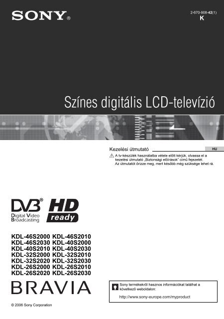 Sony KDL-40S2030 - KDL-40S2030 Istruzioni per l'uso Ungherese