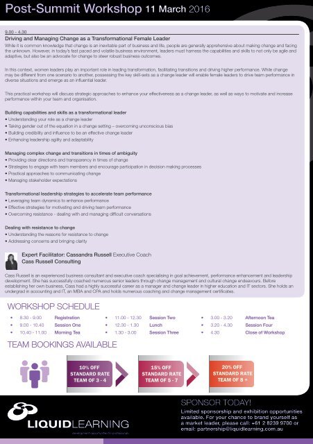 The 3rd Annual Women in Leadership Queensland Summit 2016