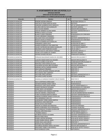 H AYUNTAMIENTO DE SAN LUIS POTOSI S.L.P OFICIALIA MAYOR Página 1