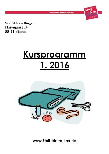 Kursprogramm Stoff-Ideen Bingen - 1. Quartal