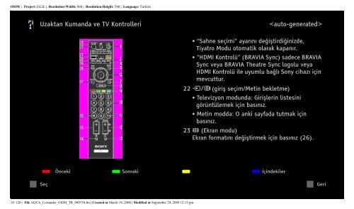 Sony KDL-32V5800 - KDL-32V5800 Istruzioni per l'uso Turco