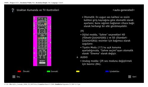 Sony KDL-32V5800 - KDL-32V5800 Istruzioni per l'uso Turco