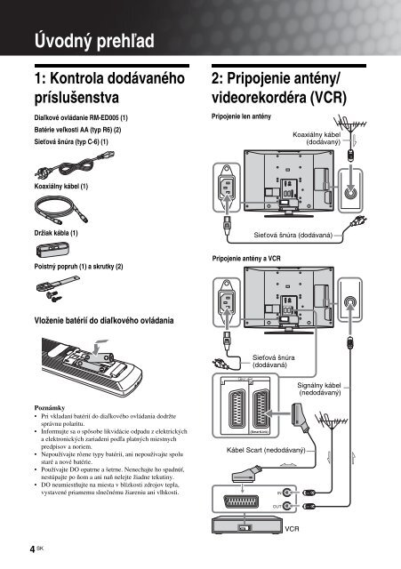 Sony KDL-46V2000 - KDL-46V2000 Istruzioni per l'uso Slovacco