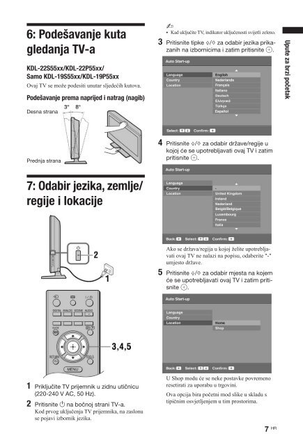 Sony KDL-26S5500 - KDL-26S5500 Istruzioni per l'uso Croato