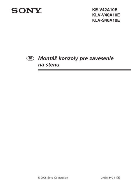 Sony KE-V42A10E - KE-V42A10E Istruzioni per l'uso Slovacco