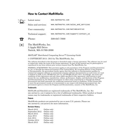 MATLAB Distributed Computing Server Licensing Guide