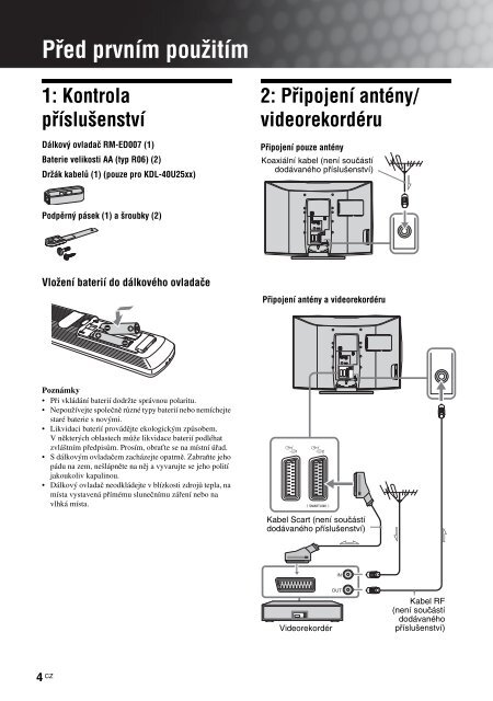 Sony KDL-40U2520 - KDL-40U2520 Istruzioni per l'uso Ceco
