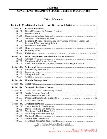 Chapter 4. Conditions for Limited Specific Uses - City of Palm Coast