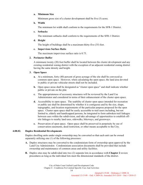 Chapter 4. Conditions for Limited Specific Uses - City of Palm Coast