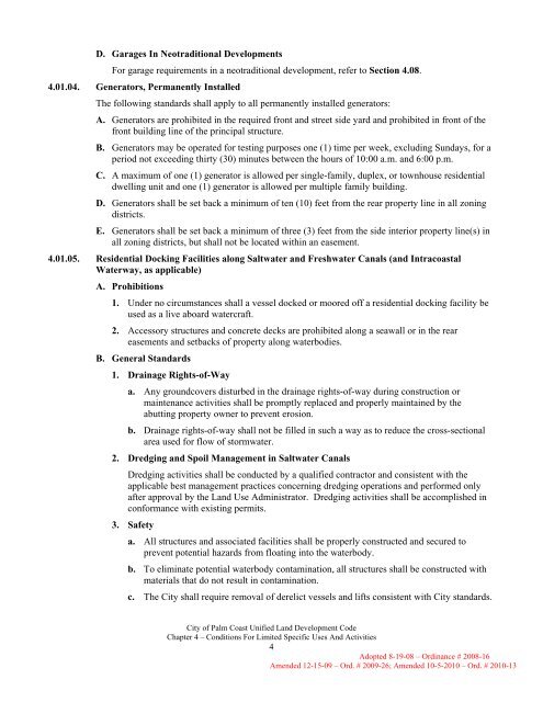 Chapter 4. Conditions for Limited Specific Uses - City of Palm Coast