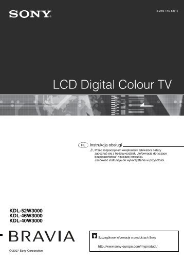Sony KDL-40W3000 - KDL-40W3000 Istruzioni per l'uso Polacco