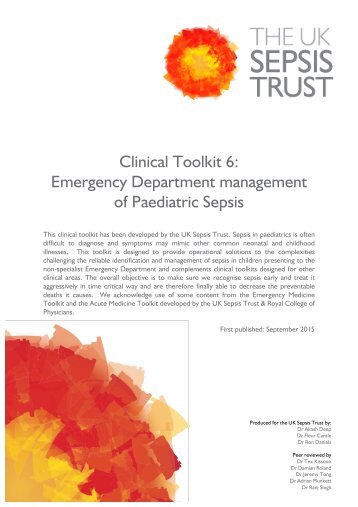 Clinical Toolkit 6 Emergency Department management of Paediatric Sepsis