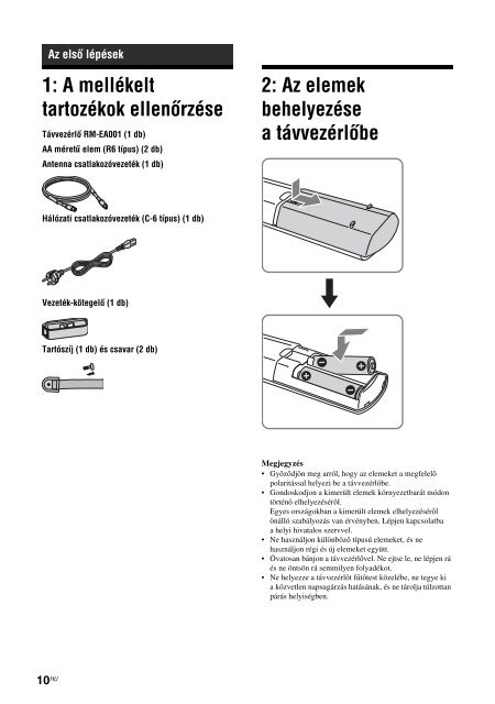 Sony KLV-V26A10E - KLV-V26A10E Istruzioni per l'uso Ungherese