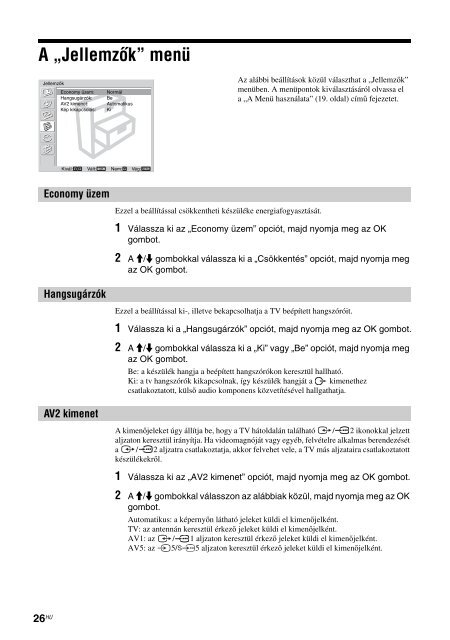 Sony KLV-V26A10E - KLV-V26A10E Istruzioni per l'uso Ungherese