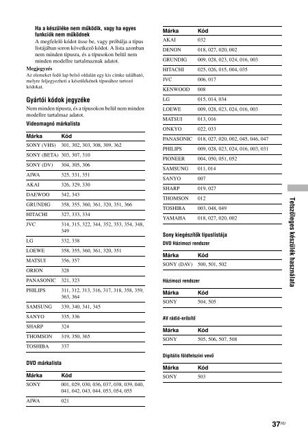 Sony KLV-V26A10E - KLV-V26A10E Istruzioni per l'uso Ungherese