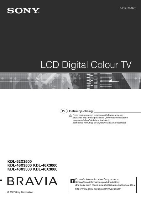 Sony KDL-40X3000 - KDL-40X3000 Istruzioni per l'uso Polacco