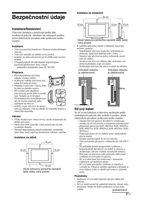 Sony KDL-40D2710 - KDL-40D2710 Istruzioni per l'uso Ceco