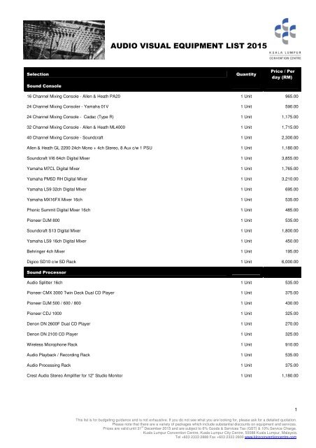 audio-visual-equipment-list-2015