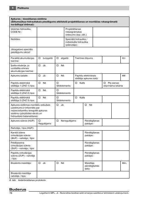 Montāžas un apkopes instrukcija Logatherm - Buderus