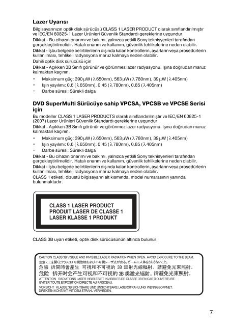 Sony VPCF23N1E - VPCF23N1E Documenti garanzia Turco