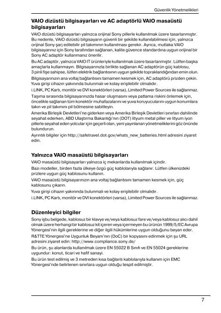 Sony VPCEB2S1R - VPCEB2S1R Documenti garanzia Turco