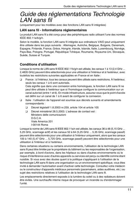 Sony VGN-NW2MRE - VGN-NW2MRE Documenti garanzia Francese