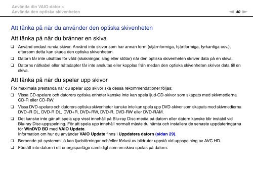 Sony VPCF11A4E - VPCF11A4E Istruzioni per l'uso Svedese