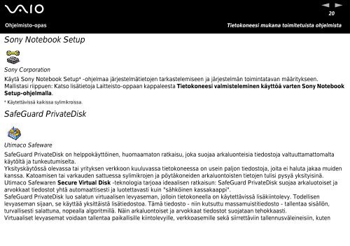 Sony PCG-K315B - PCG-K315B Manuale software Finlandese