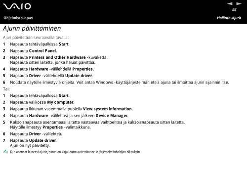 Sony PCG-K315B - PCG-K315B Manuale software Finlandese