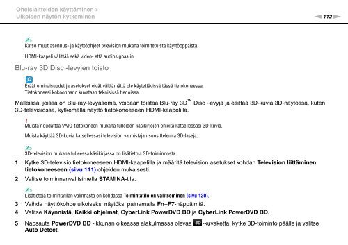 Sony VPCSE1L1E - VPCSE1L1E Istruzioni per l'uso Finlandese