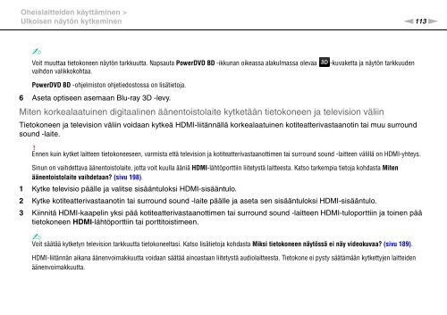 Sony VPCSE1L1E - VPCSE1L1E Istruzioni per l'uso Finlandese