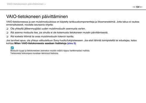 Sony VPCSE1L1E - VPCSE1L1E Istruzioni per l'uso Finlandese