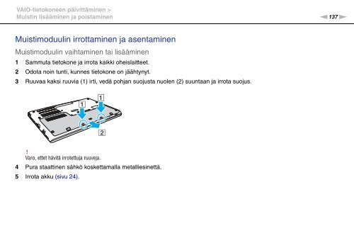 Sony VPCSE1L1E - VPCSE1L1E Istruzioni per l'uso Finlandese