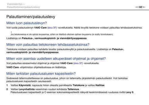 Sony VPCSE1L1E - VPCSE1L1E Istruzioni per l'uso Finlandese