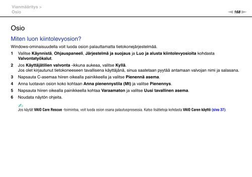 Sony VPCSE1L1E - VPCSE1L1E Istruzioni per l'uso Finlandese